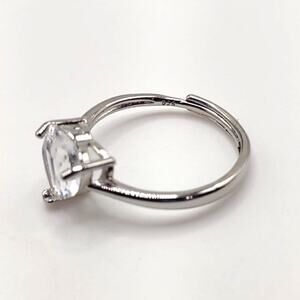 Heart Ring White Lab Diamond 925 Sterling Silver Adjustable Valentines Gift NEW